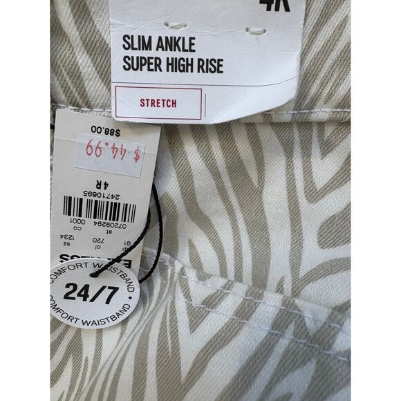 Express Womens High Waisted Slim Ankle Jeans Zebra Print Size 4R Super High Rise - Picture 4 of 7